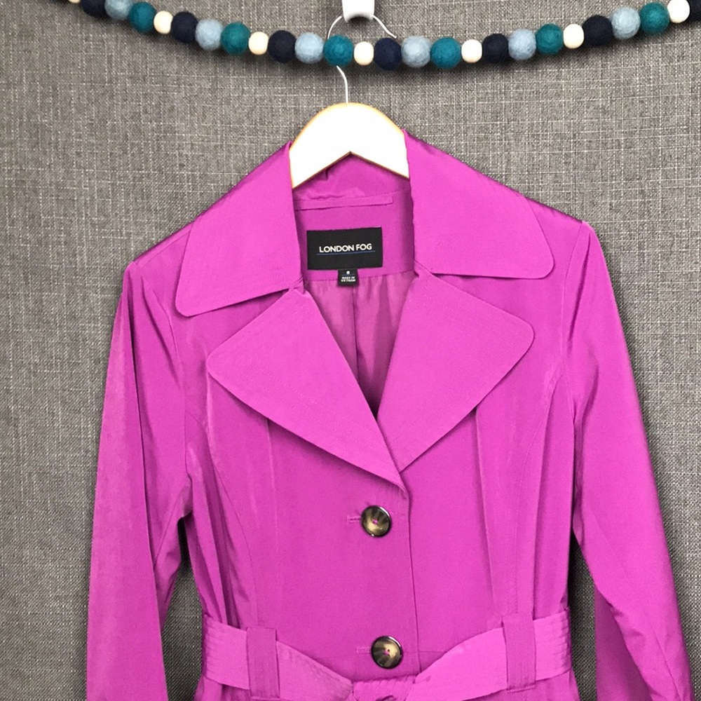 London Fog Trench Coat Magenta / Purple Size Small - Picture 4 of 16